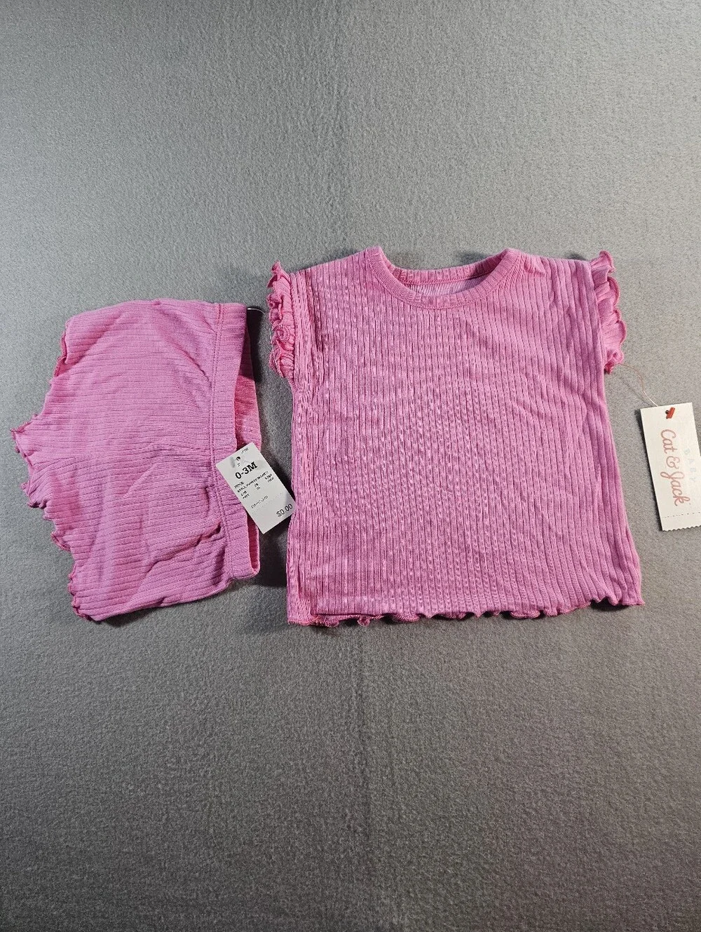 Cat & Jack Pink Ribbed Kids Pajama Set 0-3 Months